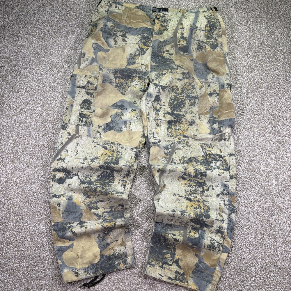 Vtg River Ghost Camo Cargo Pants Size 36-38 Waist Rare Straight Fit Adjustable